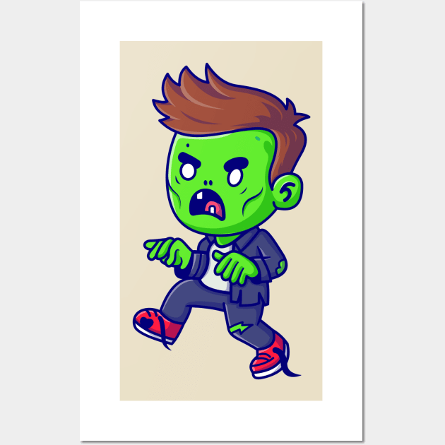 Cute Zombie Walking Cartoon Wall Art by Catalyst Labs